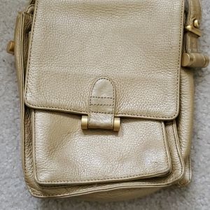 Sharif Gold leather cross over bag